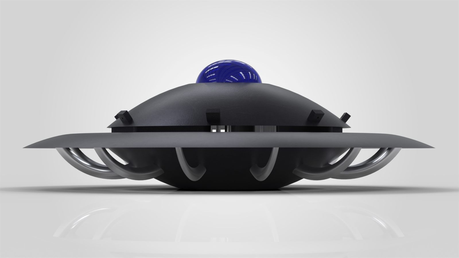 Front-on render of Project Saturn at eye level, showing the ring-shaped wing and the curved ducts beneath the rim.